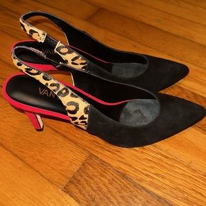 Vaneli Black Suede With Red Heels Combo Shoes 9N